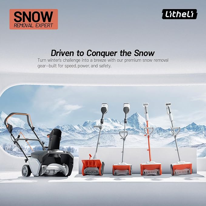 Litheli Cordless Snow Shovel, 13-Inch Battery-Powered Snow Blower with 4.0Ah Battery, Easy to Use Snow Thrower for Driveways, Sidewalks, Decks & Patios