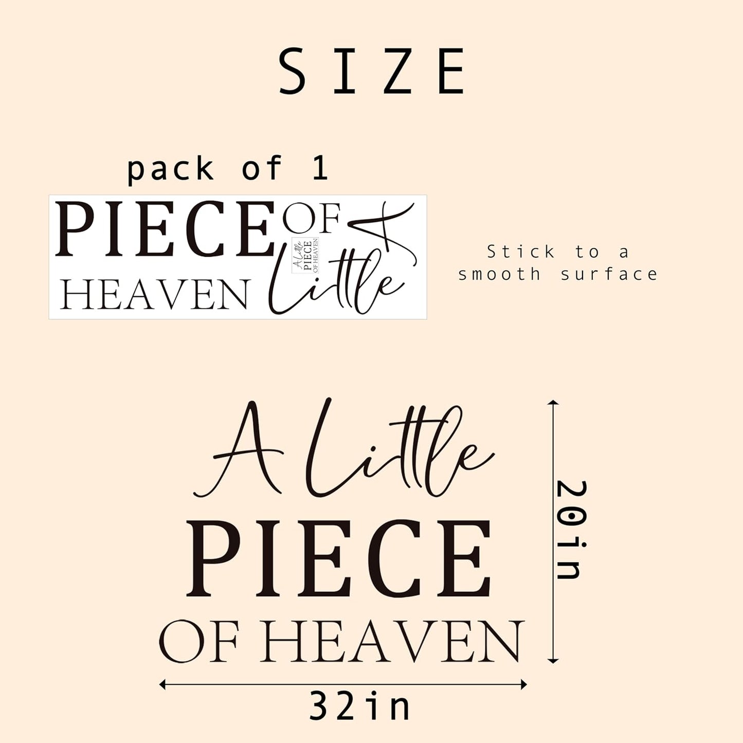 A Little Piece of Heaven Wall Decal - Baby Shower/Gender Reveal Party Supplies Decorations Wall Stickers, Angel Heaven Theme Sign Decals, Balloon Arch and Party Backdrop Decoration Stickers