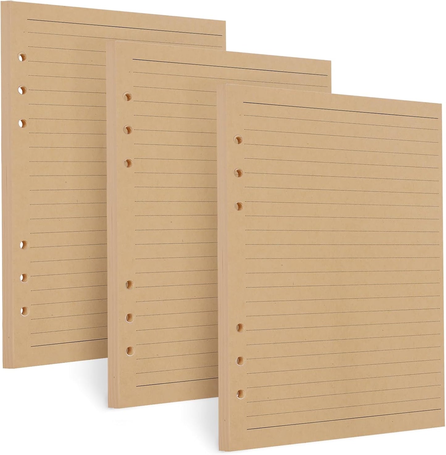 Toplive [3 Pack] A5 Refill Paper - 100GSM Thick 6 Hole Filler Inserts, 135 Sheets (270 Pages) for 6 Ring Binder Journal Notebook, Lined Kraft
