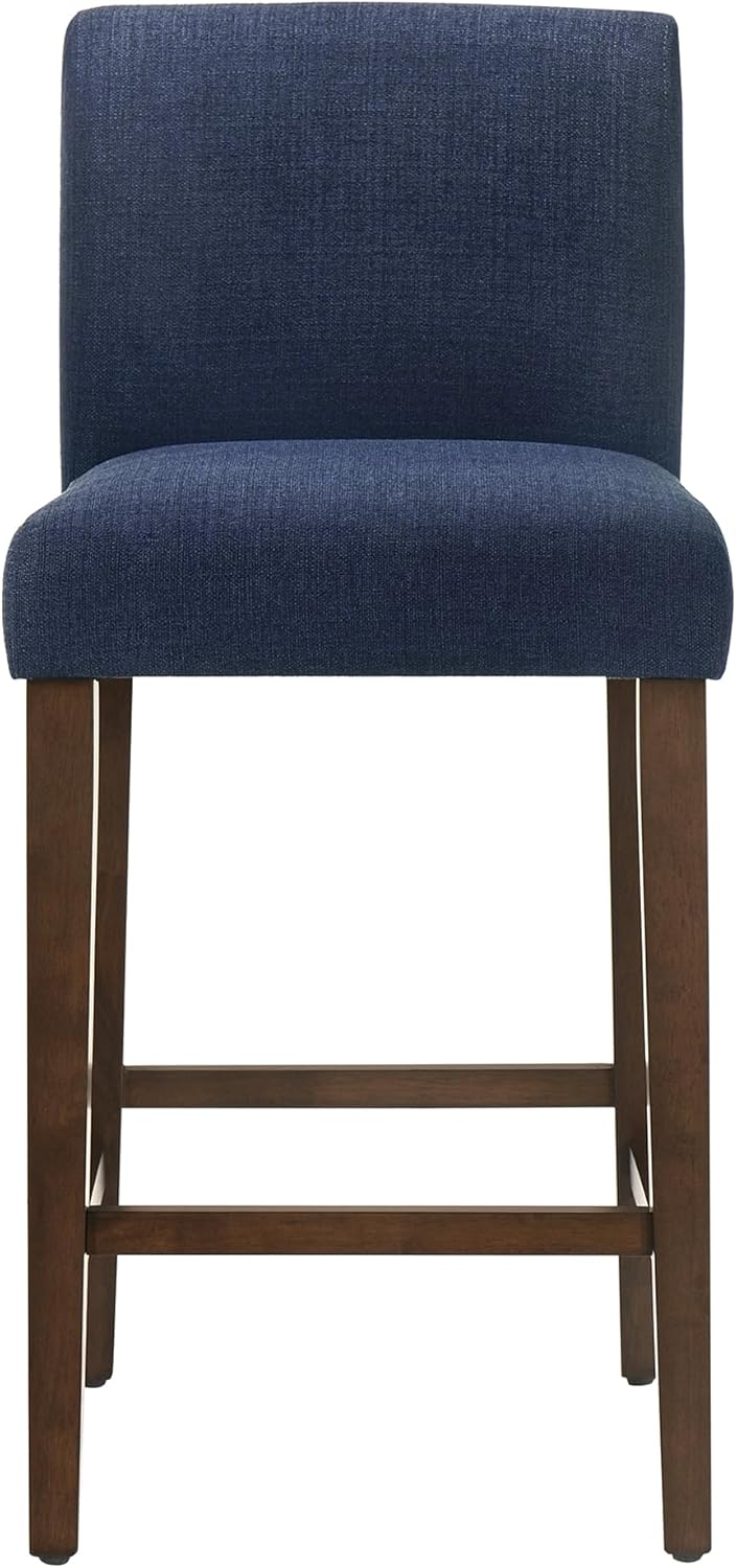 CHITA Counter Height Bar Stools Set of 2, 27" H Seat Height Upholstered Barstools, Fabric in Midnight Blue