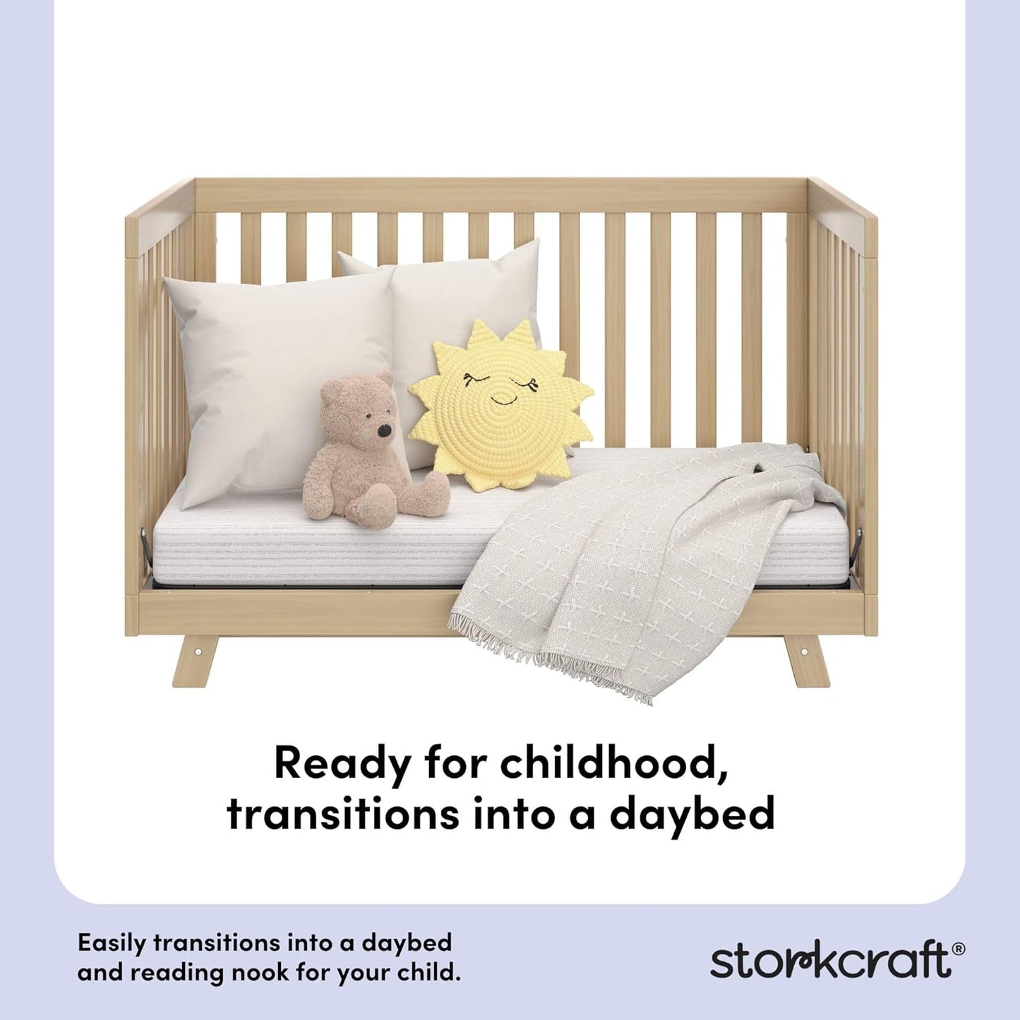 Storkcraft Beckett Grow-with-Me Convertible Crib (Driftwood) – GREENGUARD Gold Certified, Converts to Toddler Bed & Daybed, Fits Standard Crib Mattress, Easy-to-Assemble