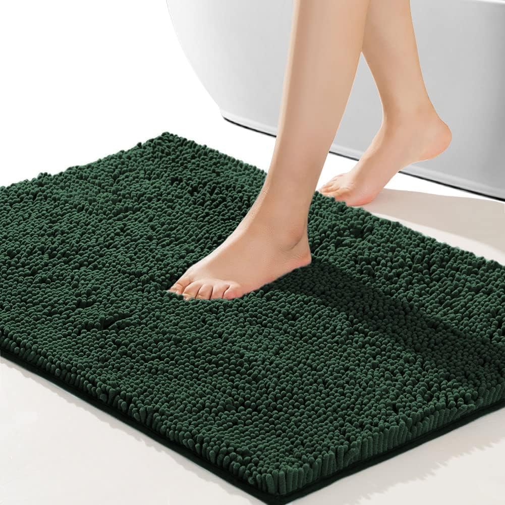 SONORO KATE Bathroom Rug,Non-Slip Bath Mat,Soft Cozy Shaggy Thick Bath Rugs for Bathroom,Plush Rugs for Bathtubs,Water Absorbent Rain Showers and Under The Sink (Green, 17"×24")