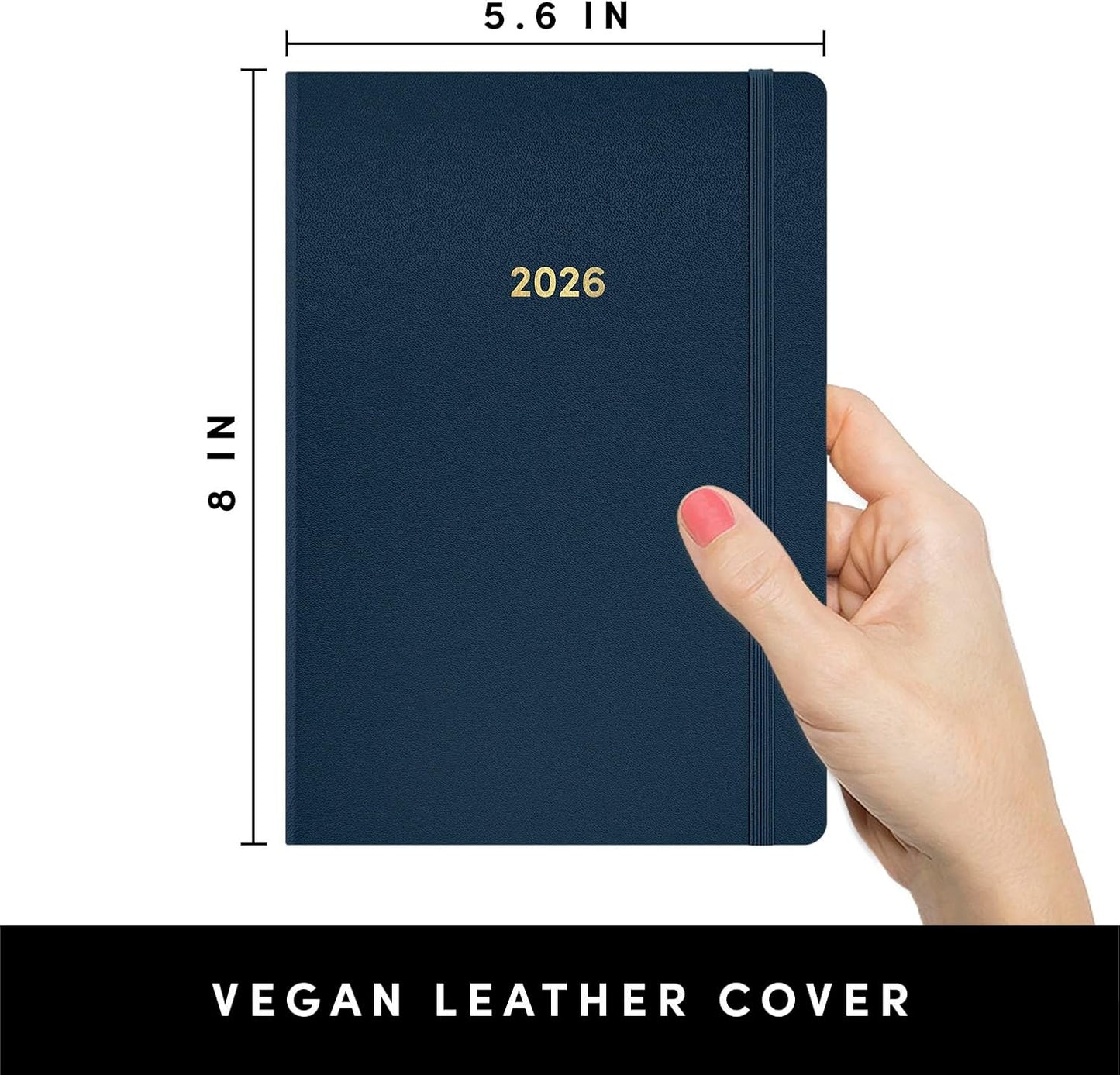 PAPERAGE 2026 Weekly & Monthly Planner, 12 Months (January 2026 - December 2026), 5.6 in x 8 in, Hardcover 2026 Planner with Weekly & Monthly Spreads, Note Pages, Stickers & Back Pocket – Navy