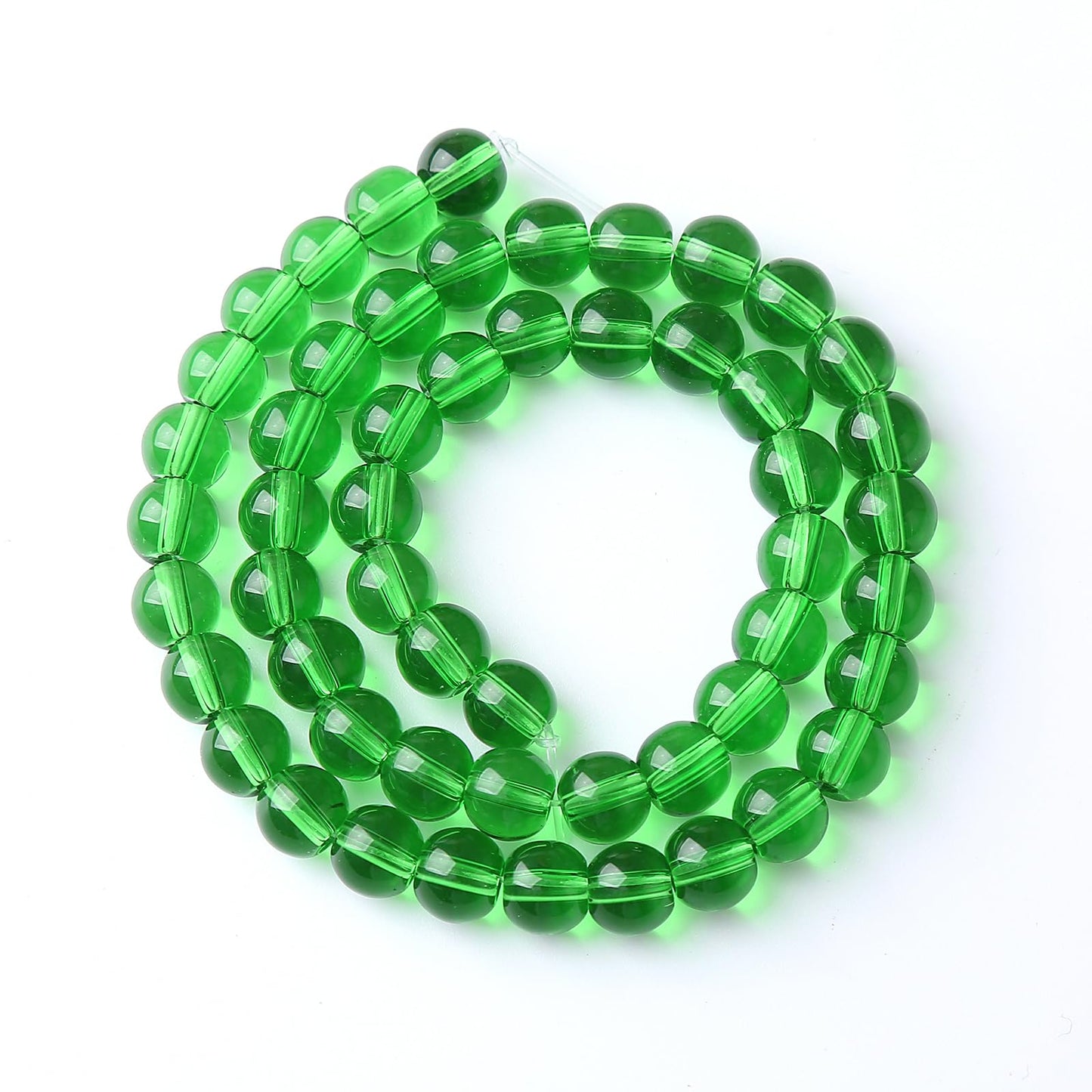 32pcs 12mm Smooth Green Crystal Glass Quartz Beads Round Loose Beads for Jewelry Making DIY Bracelet Necklace 15" Energy Healing Power Stone Beads(12mm, Green Crystal Glass)