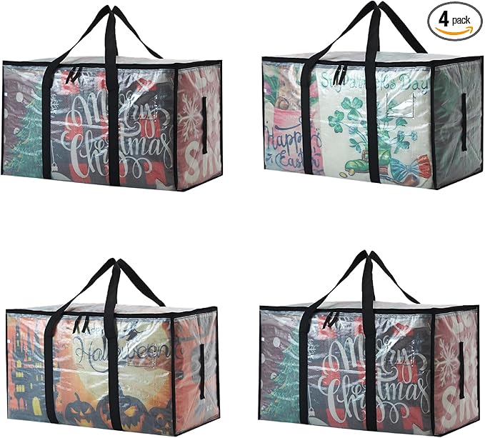 Heavy Duty 93L (24.5 Gallon) Stackable Storage Bins with Fully Openable Lids, Moving Bags Heavy Duty, Clear Plastic Totes for Moving Storage, Home Organization, Closet, Dorm Room. 4 Pack