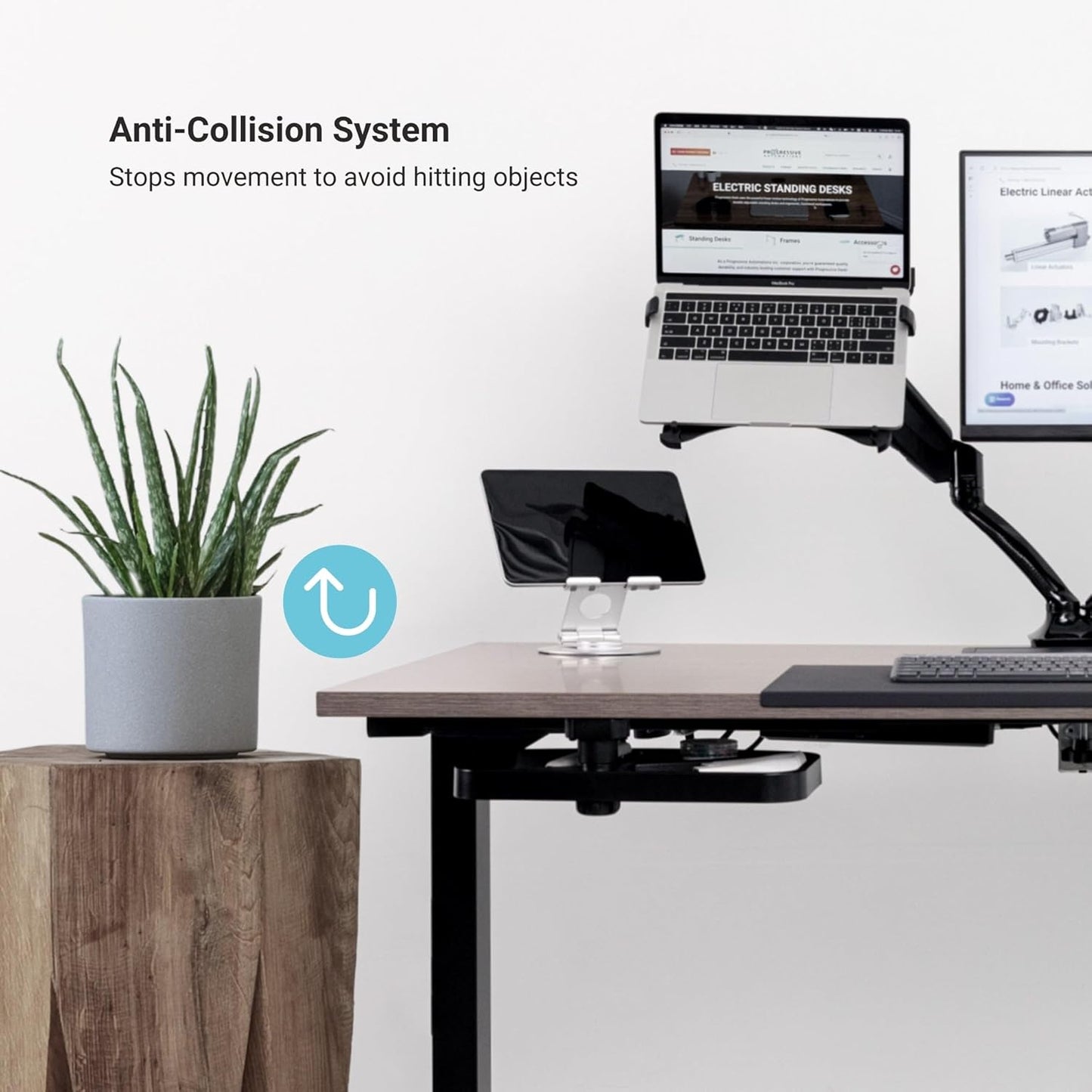 Progressive Desk Stand Up Adjustable Height Electric Standing Desk - 60"x30" Dual Motor, Computer Workstation Table for Home Office - Warm White, White Frame