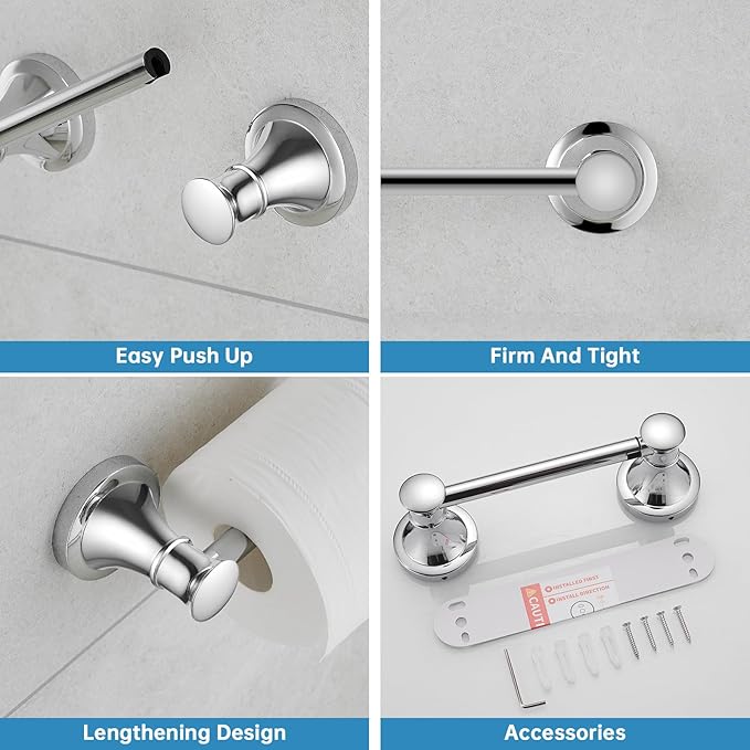 RUMOSE Toilet Paper Roll Holder Bathroom Flexible Pivoting Tissue Handle on Wall Mounted Polished Chrome Rustproof Toilet Tissue Roll Holder,Stainless Steel