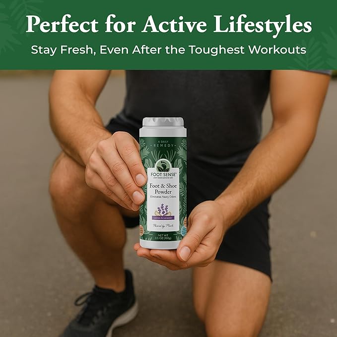 FOOT SENSE All Natural Foot & Shoe Powder, Foot Odor Eliminator for Long-Lasting Odor Control Lasts up to 6 Months, Disinfects & Deodorizes, Safe for Men, Women, Kids, Athletes, 100g