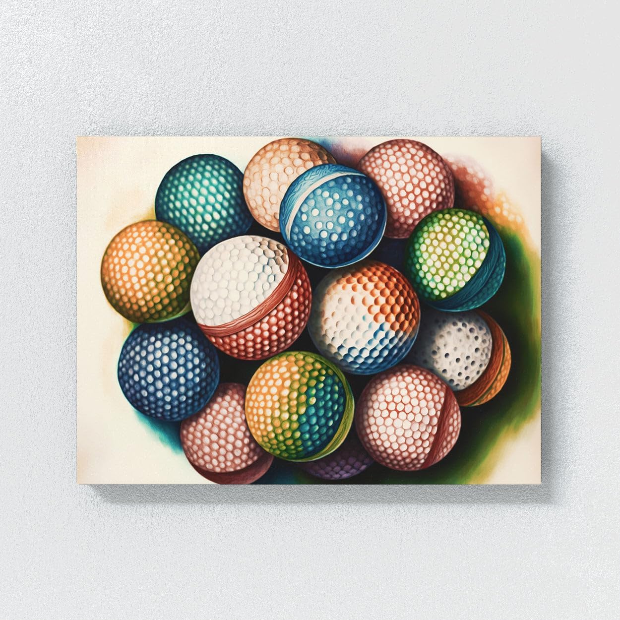 Sense Canvas Golf Ball Watercolor 29 Canvas Art - Home Decor Wall Art Print Poster Painting Medium 24x18 / 1.5"