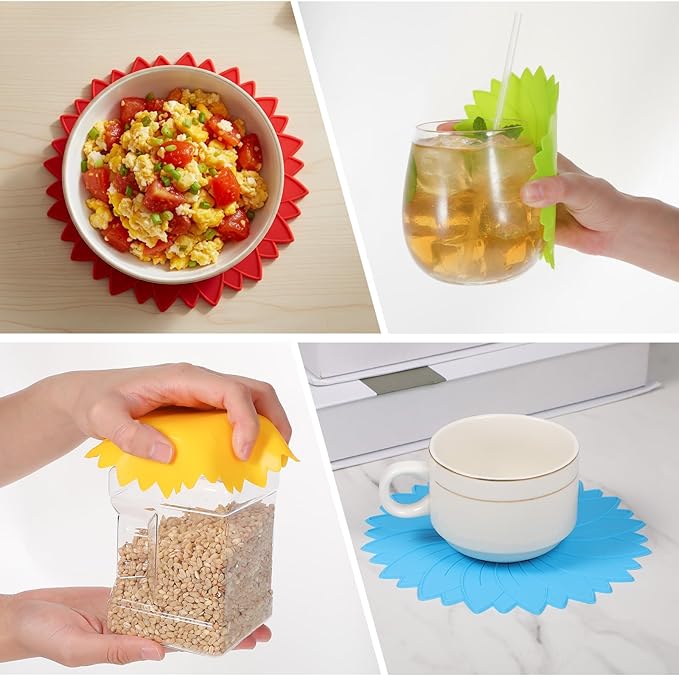 4Pcs Rubber Jar Opener Gripper Pad, 6.10 Inch Jar Openers Top Rated for Seniors, Multi Function Non Slip Jars Opener for Weak Arthritis Hands Seniors Easy Opening (4 Colors)