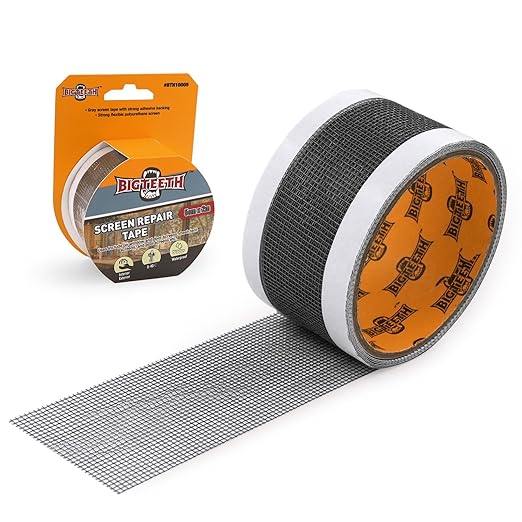 BIGTEETH Gray Screen Repair Tape - 2x79 inches Waterproof Screen Tape with Strong Adhesive Backing for Window and Door Screens,Mesh Tent Screens and Pool Screens etc