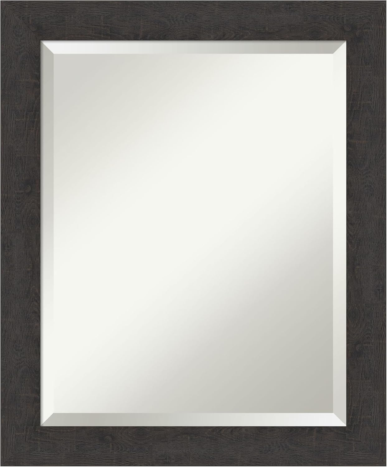 Amanti Art Brown Wall Mirror 24x20 Rustic Plank Espresso Narrow Rectangle Bathroom Mirror for Wall Decor Living Room, Small Rustic Farmhouse Frame, Hangs Horizonally and Vertically, Bathroom Decor