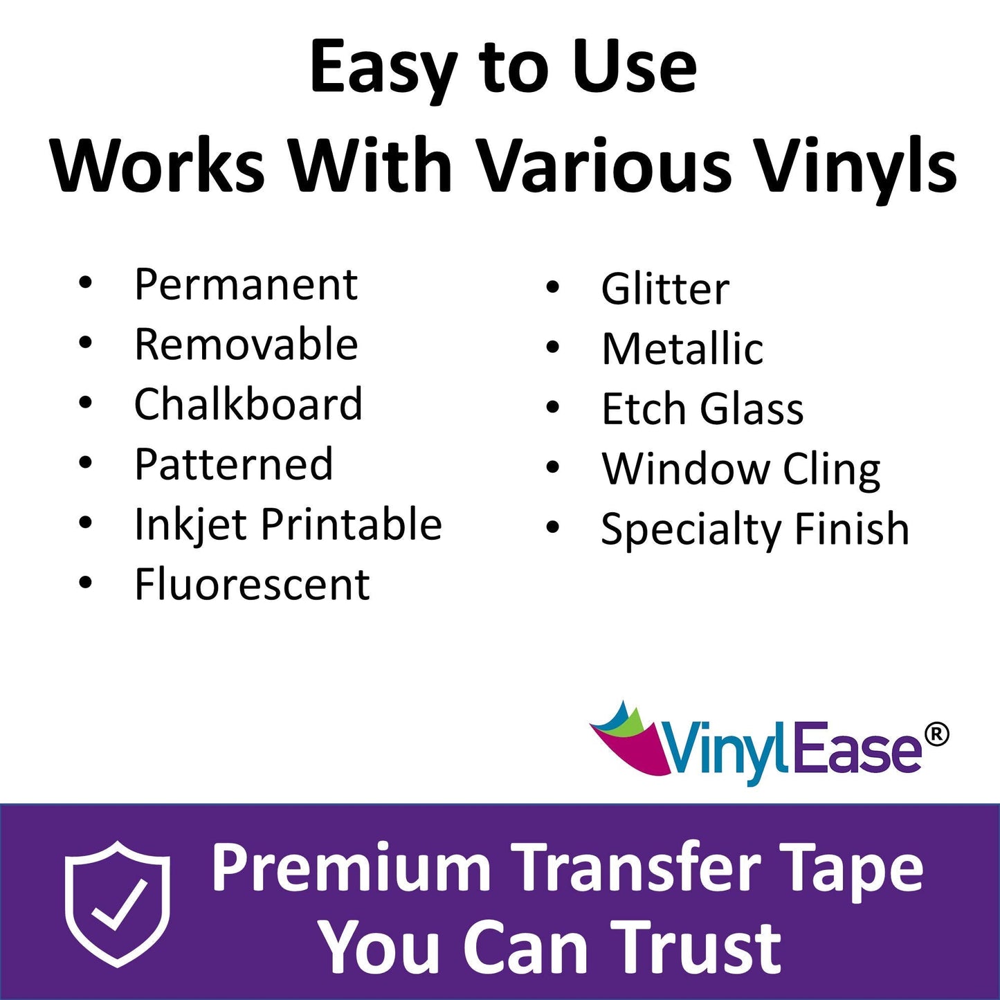 Vinyl Ease 6 inch x 100 feet roll of Paper Transfer Tape with a Medium to High Tack Layflat Adhesive. Works with a Variety of Vinyl. Great for Decals, Signs, Wall Words and More. American Made V0820