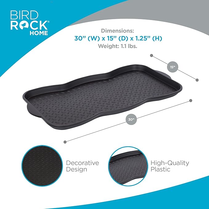 Internet’s Best Multi-Purpose Boot & Shoe Tray | 2 Qty | 29.75 x 15 Round | Protects Floors from Water and Dirt | Waterproof for All Weather Indoor or Outdoor Use | Pet Bowl Mat
