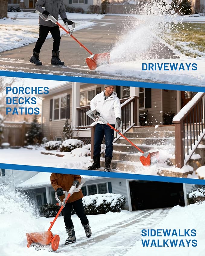 Litheli Cordless Snow Shovel, 13-Inch Battery-Powered Snow Blower with 4.0Ah Battery, Easy to Use Snow Thrower for Driveways, Sidewalks, Decks & Patios