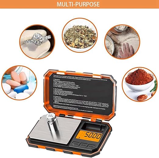 Digital Gram Scale,200g/0.01g Pocket Electronic Mini Smart Scale for Powder,Coins,Jewelry,Herbs,Food,6 Units,LCD Display,Tare,Auto Off,with 50g Calibration Weight