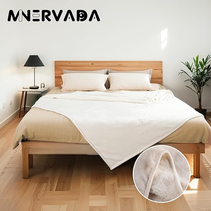 Heated Blanket Electric Blanket King Size 90''x100'' with 10 Heating Levels, 1-12 Hour Auto Shut Off, Machine Washable, Dual Controller Soft Warming Blanket for Couch, Bed, Office - White