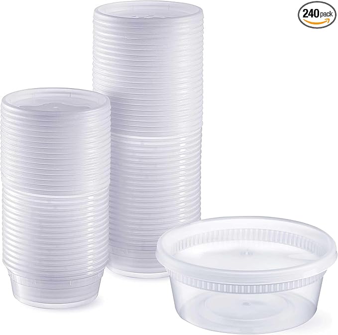 24 oz Deli Containers with Lids (Pack of 240), Recyclable Polypropylene, Microwavable, Heat Resistant (24)