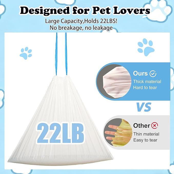 120 Pack Cat Litter Box Liners, 26.4" x 23.6" Automatic Litter Box Bags, 3MIL Extra Thick Leakproof Cat Litter Bags, Compatible with Litter Robot 3 & 4, 10-12 Gallon Heavy Duty Drawstring Waste Bags
