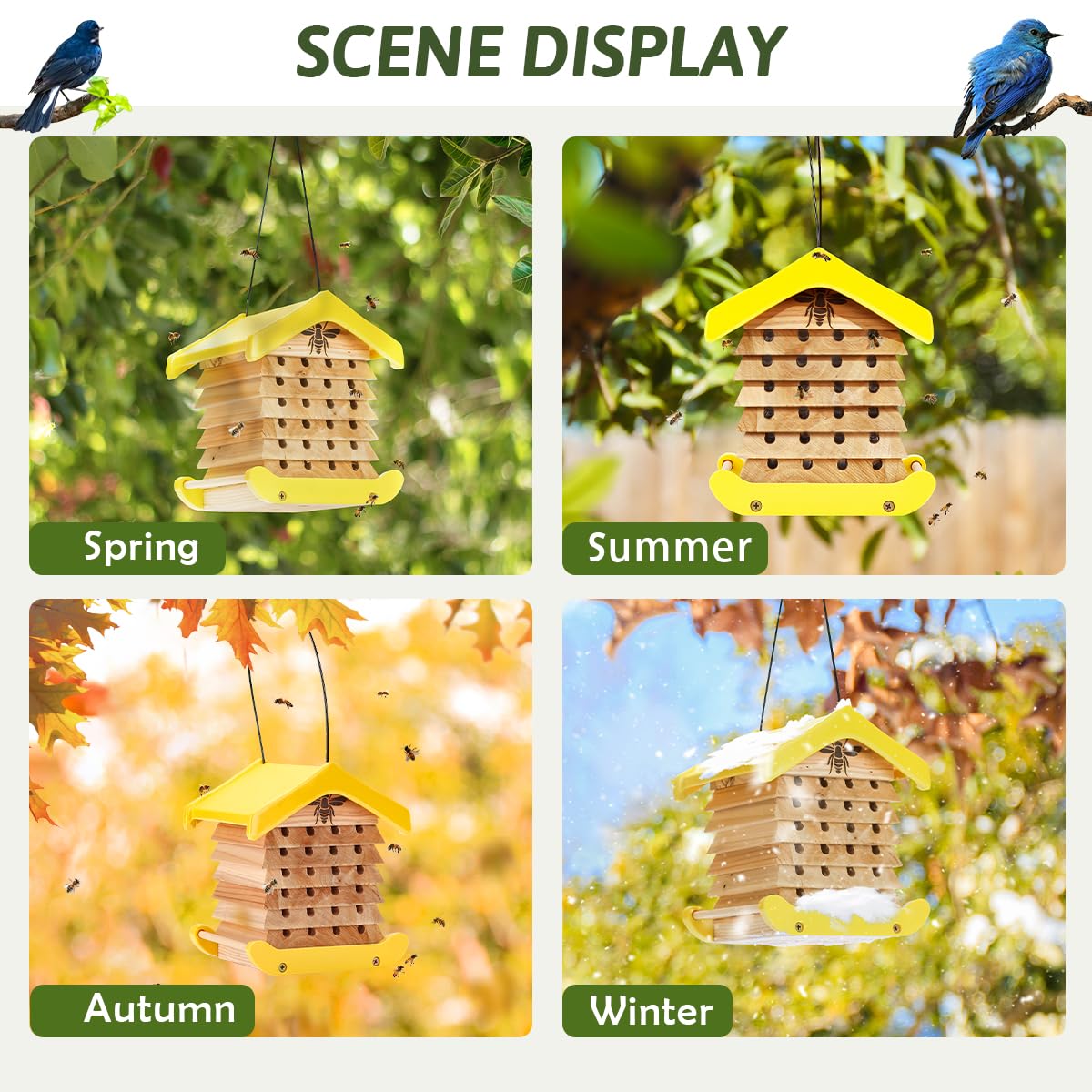 2026 Polinator Mason Bee House Shelter, Insect House Hotel - Backyard Bug Insect House Leafcutter Solitary Cedar Composite Interactive Wooden House - PollinatorManagement System