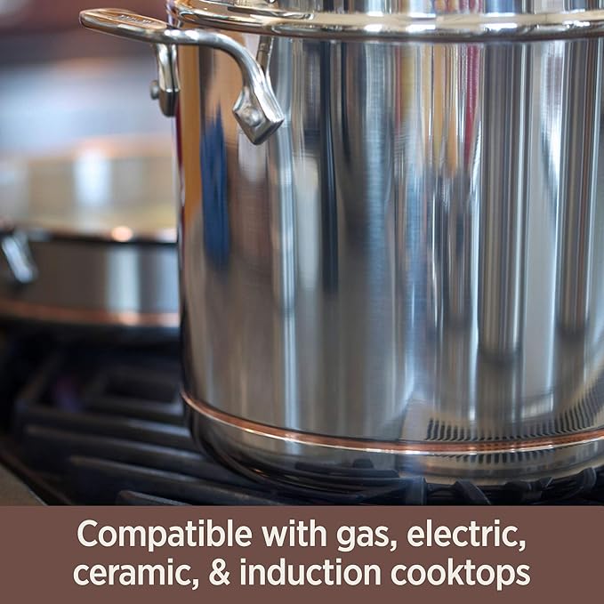 All-Clad Copper Core 5-Ply Stainless Steel Sauté Pan with Steel Lid 5 Quart Induction Oven Broiler Safe 600F Pots and Pans, Cookware Silver