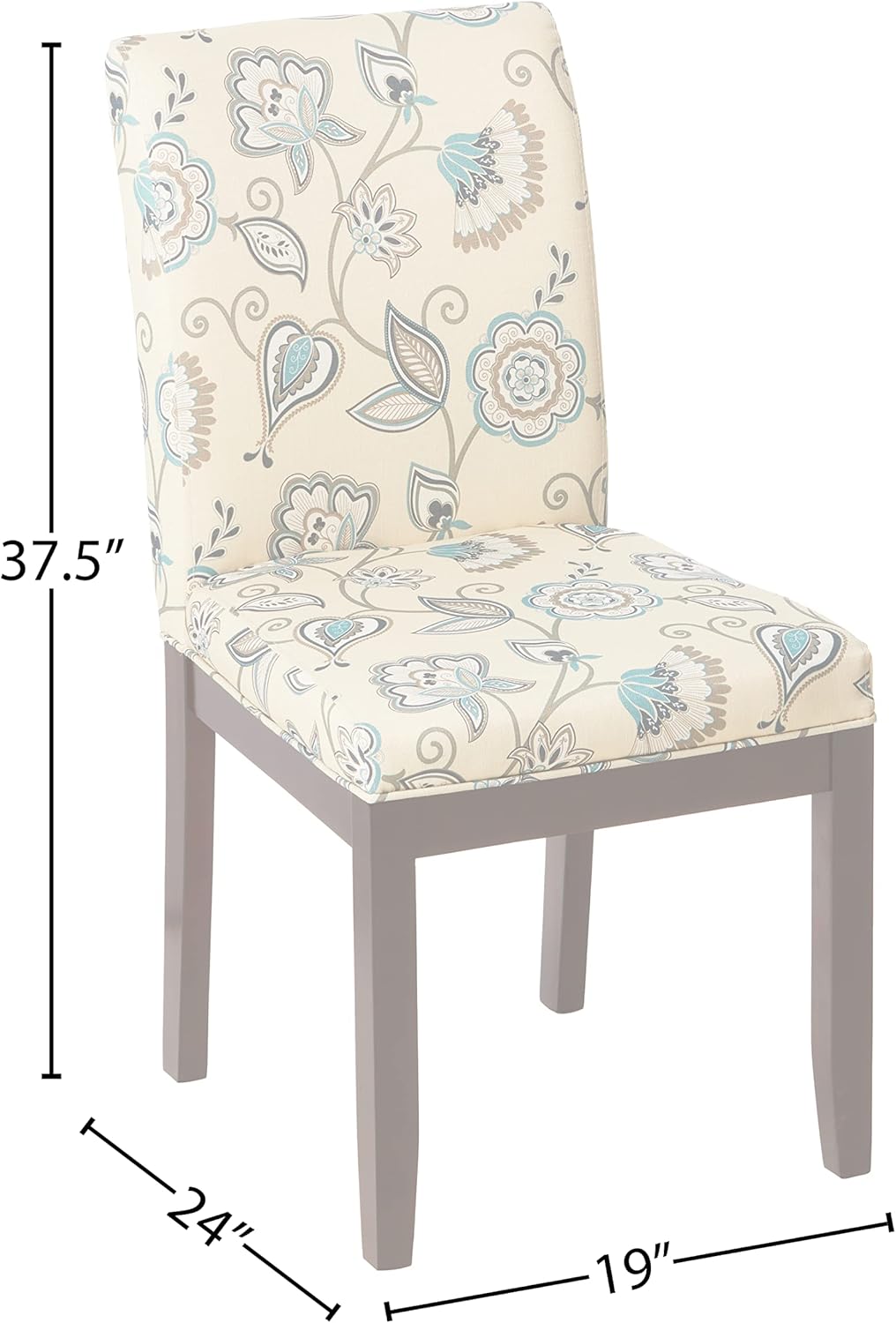 OSP Home Furnishings Dakota Upholstered Parsons Chair with Espresso Finish Wood Legs, Avignon Sky