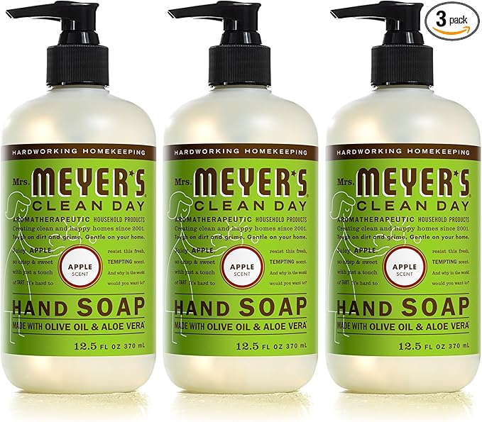 MRS. MEYER'S CLEAN DAY Hand Soap, Made with Essential Oils, Apple, 12.5 fl. oz - Pack of 3