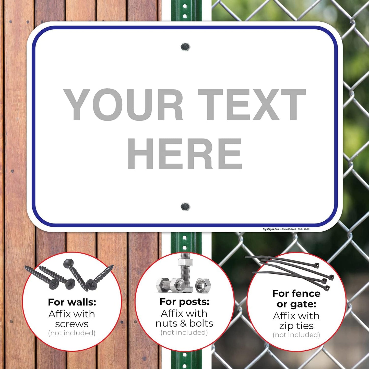 Custom Sign, Personalized Metal Signs, Customize for Office, Business, Workplace, Home, Airbnb, Delivery Blue Signs, 12x18 Inches, Rust Free .063 Aluminum, Fade Resistant, Made in USA by Sigo Signs