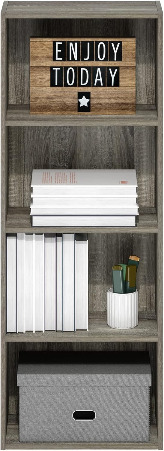 Furinno Luder Bookcase / Book / Storage, 4-Tier, French Oak