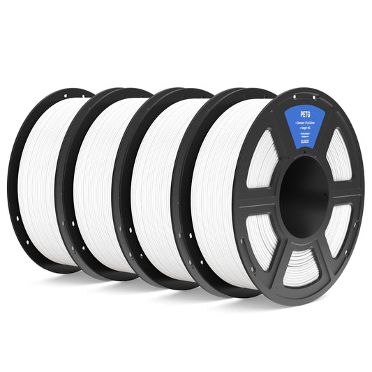 ELEGOO PETG Filament 1.75mm White 4KG, 3D Printer Filament Dimensional Accuracy +/- 0.02 mm, 4pcs 1kg Spool(2.2lbs) Fits for Mos