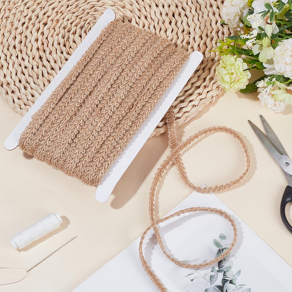 PH PandaHall 22 Yard Braided Burlap Ribbon Burlywood Lace Craft Ribbon 11mm(3/8 Inch) Rustic Woven Braid Trim Jute Ribbons for Bohemian DIY Crafts Costume Slipcover Curtain Clothing Sofa Home Decor