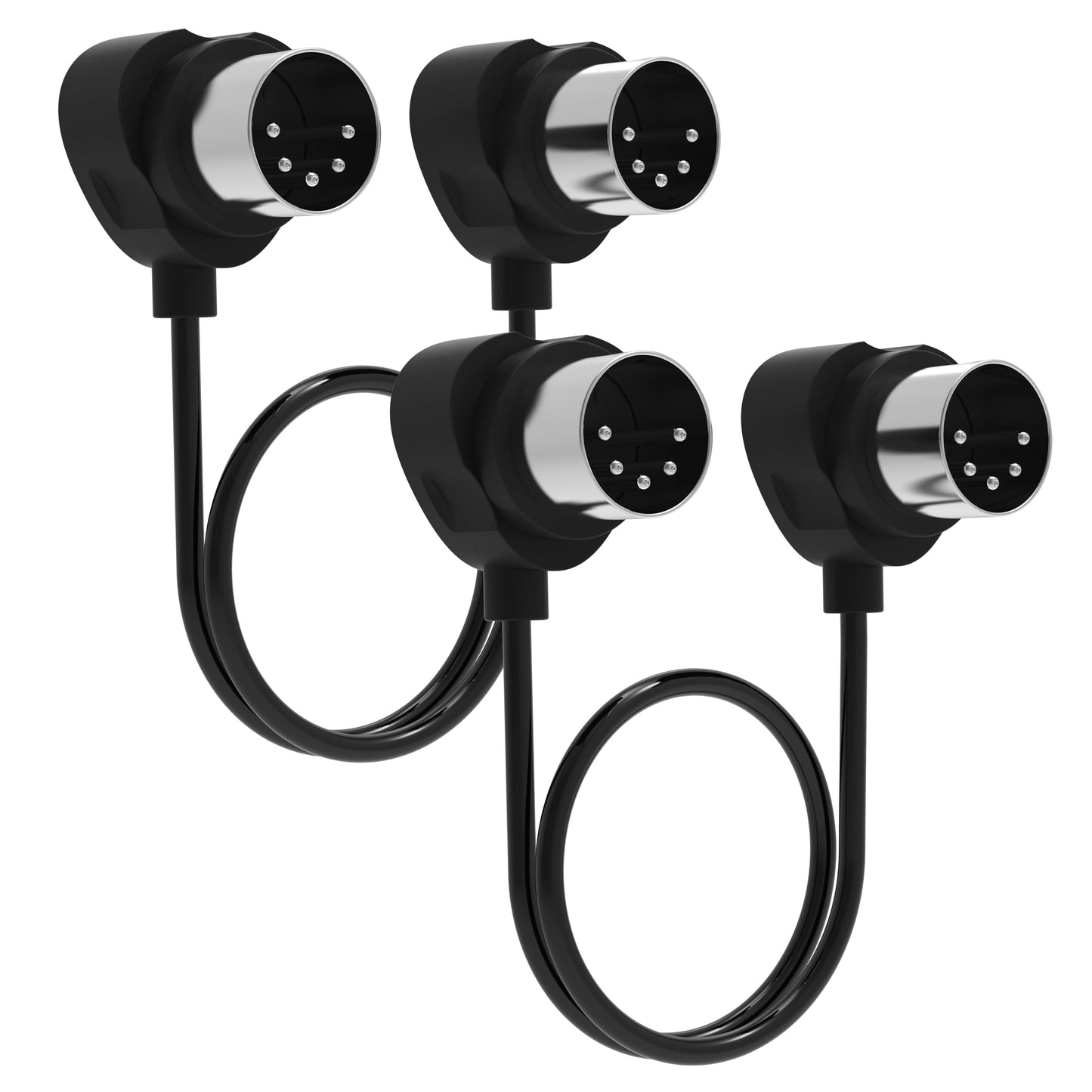 FORE 2-Pack 2-Feet / 60cm Right-Angle MIDI Cable with Ultra-Small Plugs for Tight Space, 5-Pin Din MIDI Cable Compatible with MI