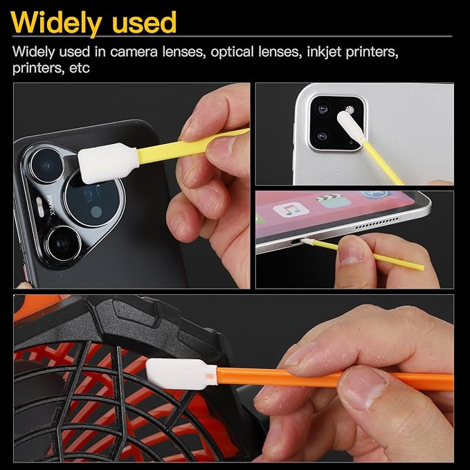 10 Type-100Pcs Microfiber Cleaning Swabs Kit - Lint Free & Non-Scratch, Precision Tip for Electronics, Camera Lens, Printer, Gun, Jewelry, Automotive Detailing, Lab Use, Optics (Pointed & Flat Head)