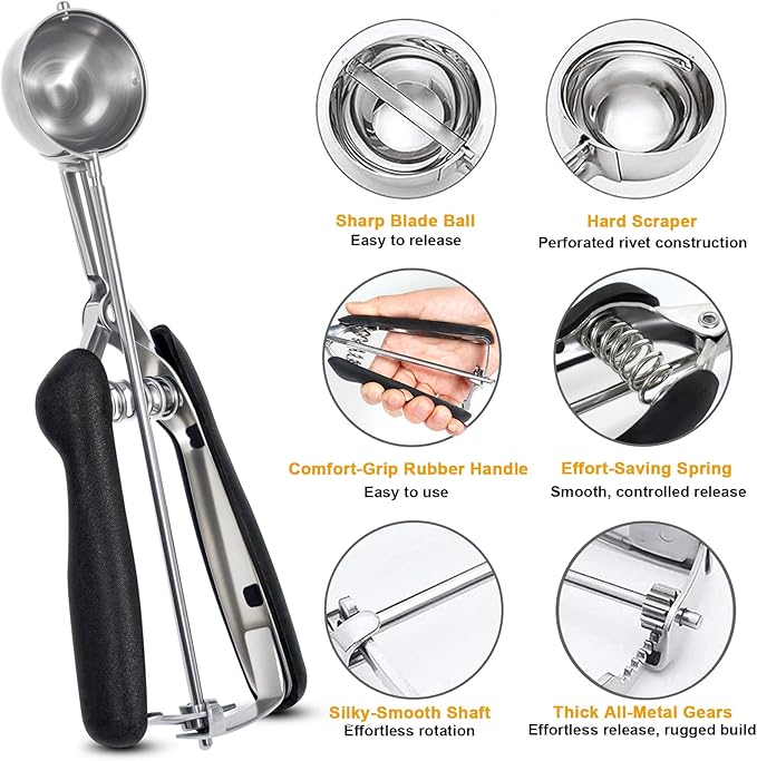 Measuring Cups and Spoons set 11-Piece, Stackable Measuring Cup with Lid and Cookie Scoop (#50), BPA Free, Dishwasher Safe, Cooking Baking Gadgets