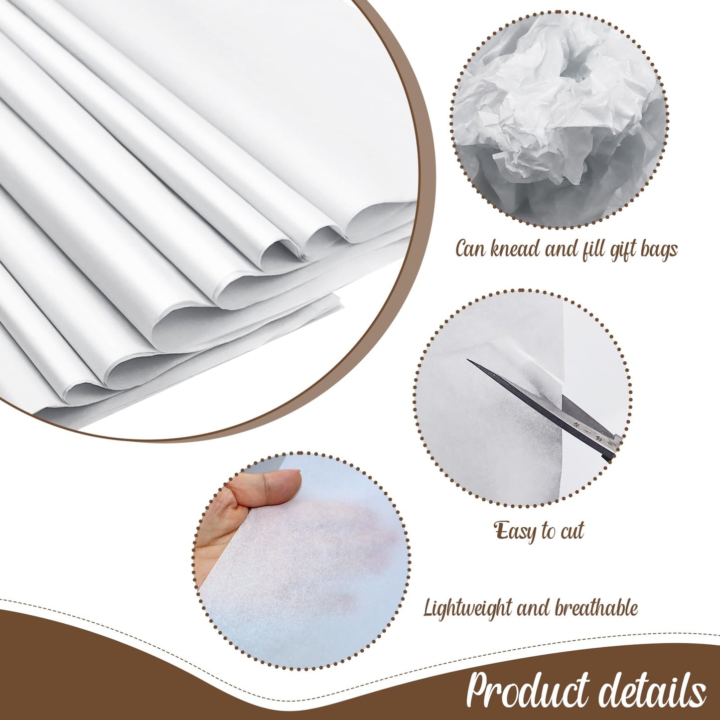 RYKOMO 200 Sheets 20 x 30 Inch Acid Free Tissue Paper for Storage, Unbuffered No Acid White Tissue Paper for Crafts for Gift Wrapping New Year Party Festival Mother's Day Decor and DIY