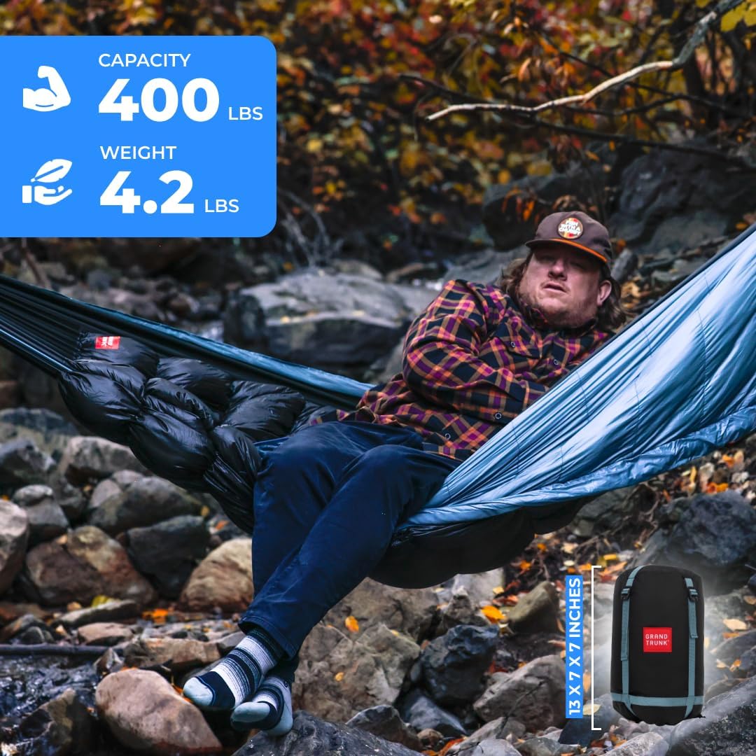 Grand Trunk Evolution 20 Down Hammock - 20°F Cold Weather Hammock with Integrated Sleeping Bag for Camping & Backpacking