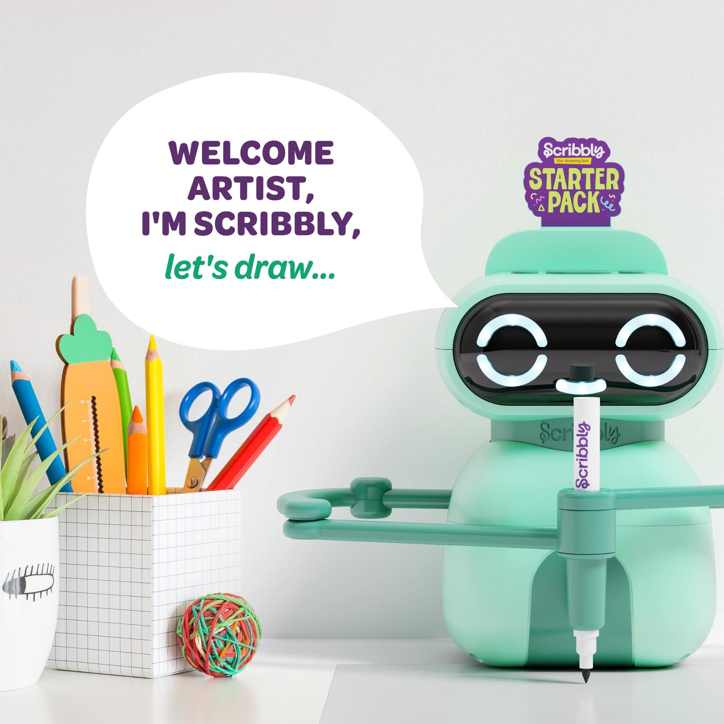 Dan&Darci Scribbly The Drawing Robot for Kids - 3 4 5 6 7 8 Year Old Girl Gifts - 5 Year Old Boy Birthday Gift - Kids Toys for Ages 5-7 - Learning Toys for Boys - Girls Educational Cool Toy