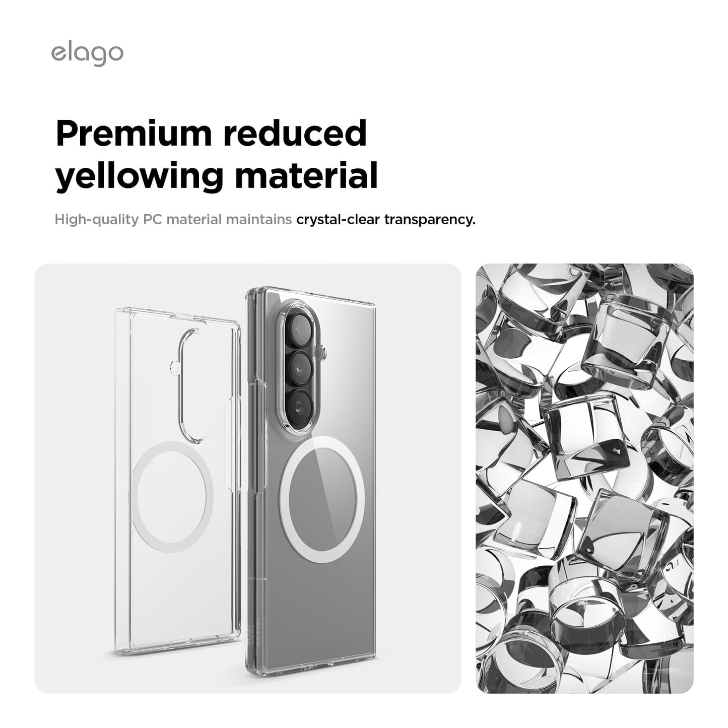 Elago Magnetic Clear Case Compatible With Samsung Galaxy Z Fold 7 Case - Compatible With Magsafe Charger, Strong Magnetic Power,