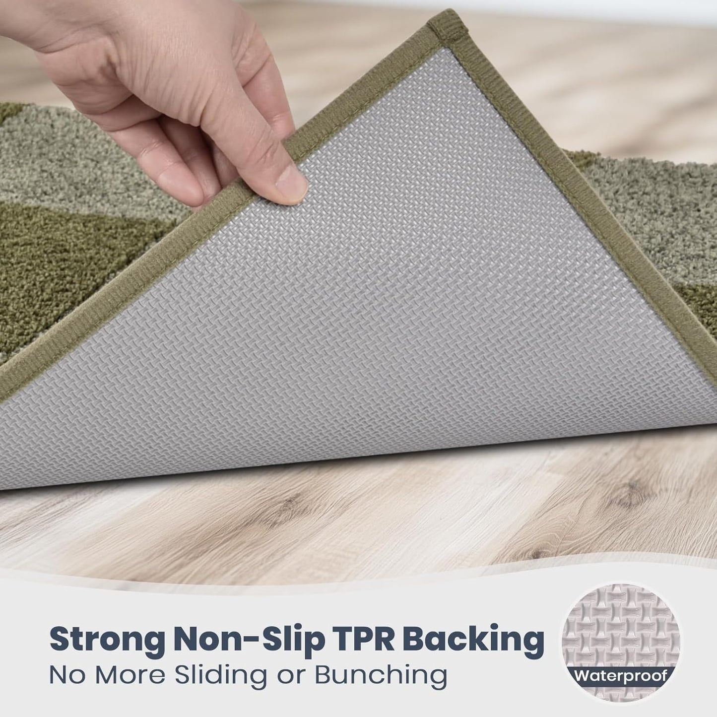 PURRUGS Bathroom Rug Non-Slip Machine Washable 24" x 36", Super Absorbent and Quick-Dry Bath Mat, Extra Soft and Plush Bath Rug for Shower, Bathtub and Sink, Sage Green & Olive Green