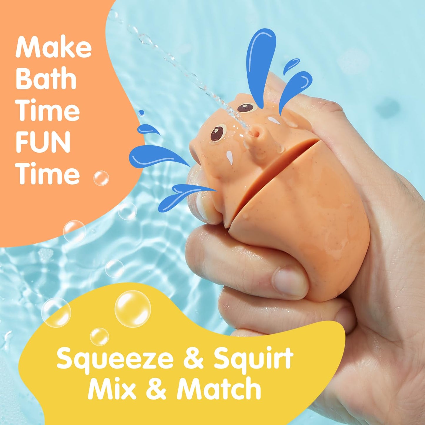 AMCHSURI Baby Bath Toys | 11PCS Mold-Free Stacking Boats & Animal Squirters | Sensory Bathtub Toys for Babies 6-12M & Toddlers 1-3Y | Water Table Pool Toys Educational Gift