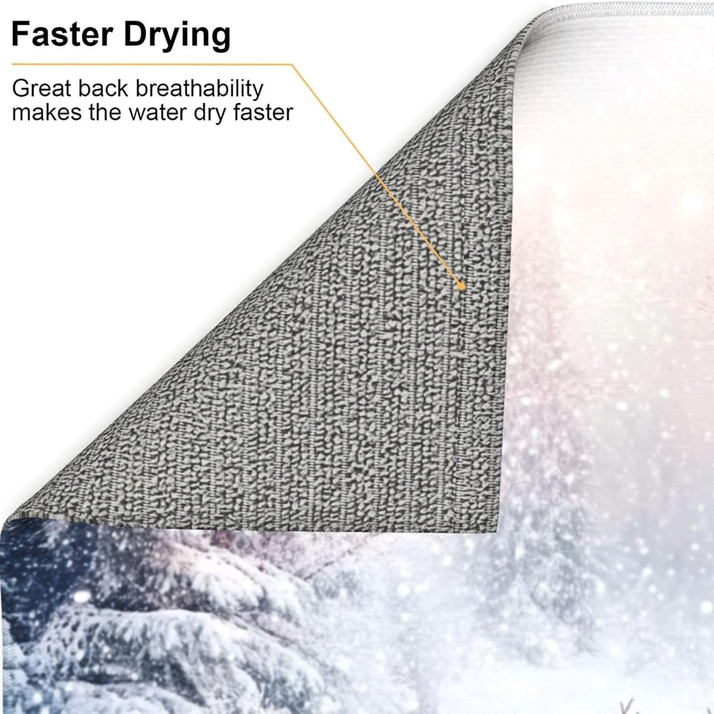 Dish Drying Mat for Kitchen Winter Deer Forest Christmas Counter Absorbent Dishes Drainer Microfiber Small 16x18 Inch