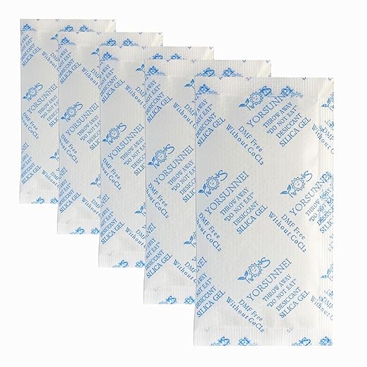 Silica Gel Packets 10 Gram [50 Packs], Reusable Desiccant Packs for Storage, Rechargeable Moisture Absorber Food Grade Silica Gel Packs for Moisture Control