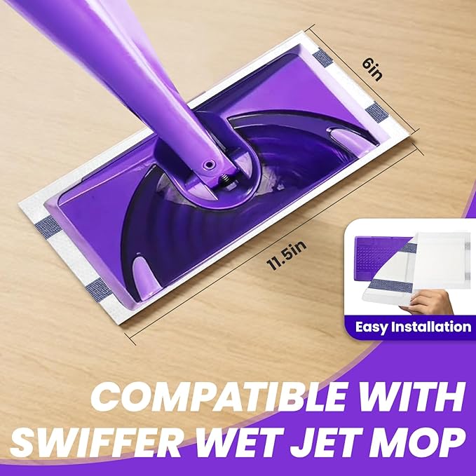 50 Count Disposable Wet Pads Refills for Swiffer Wet Jet Spray Mop, Mopping Pads Refills for All Hard Floors, Multi-Layer Thick and Absorbent Wet Jet Replacement Pad