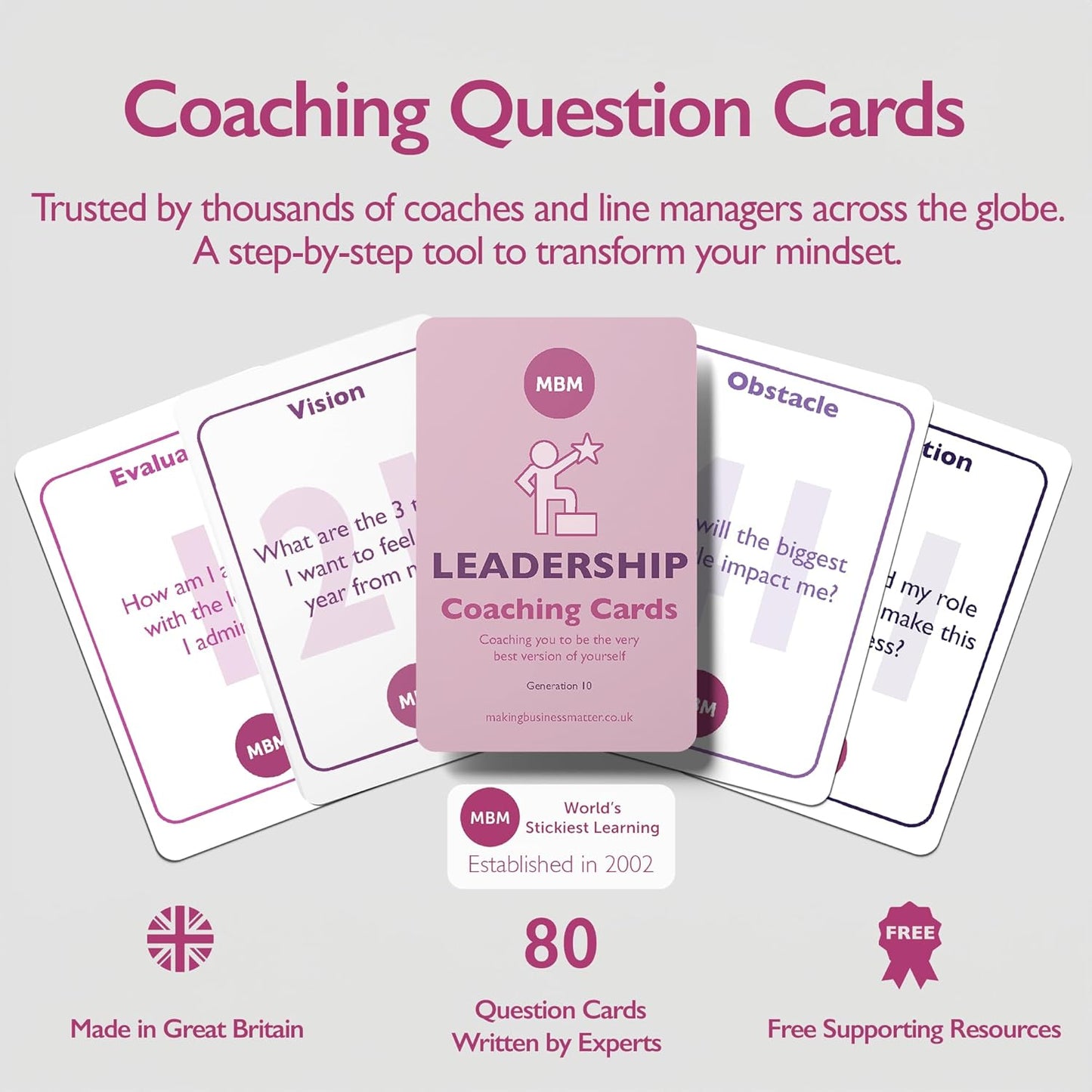 MBM 80 Leadership Cards – Emotional Intelligence Development & Confidence-Building Coaching Tools | Conversation Starters for Developing Leadership Skills & Team Building Activities