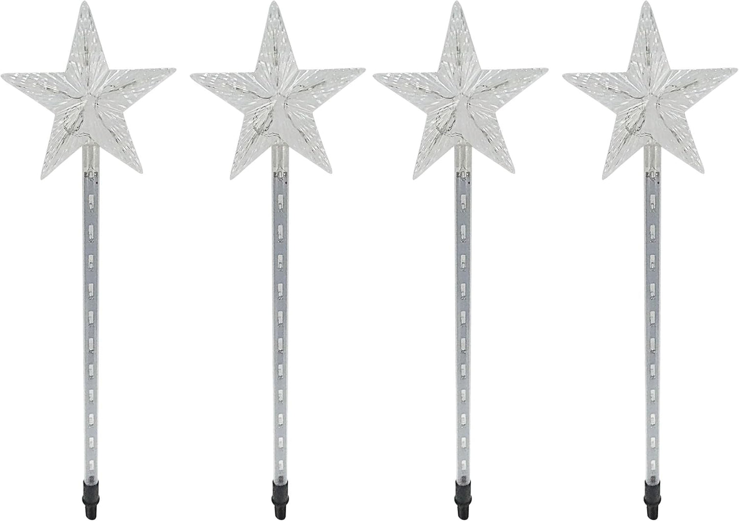 Alpine Corporation Holiday Décor Shooting Star Garden Stake with LED Lights, 4-Pack, Christmas Decoration