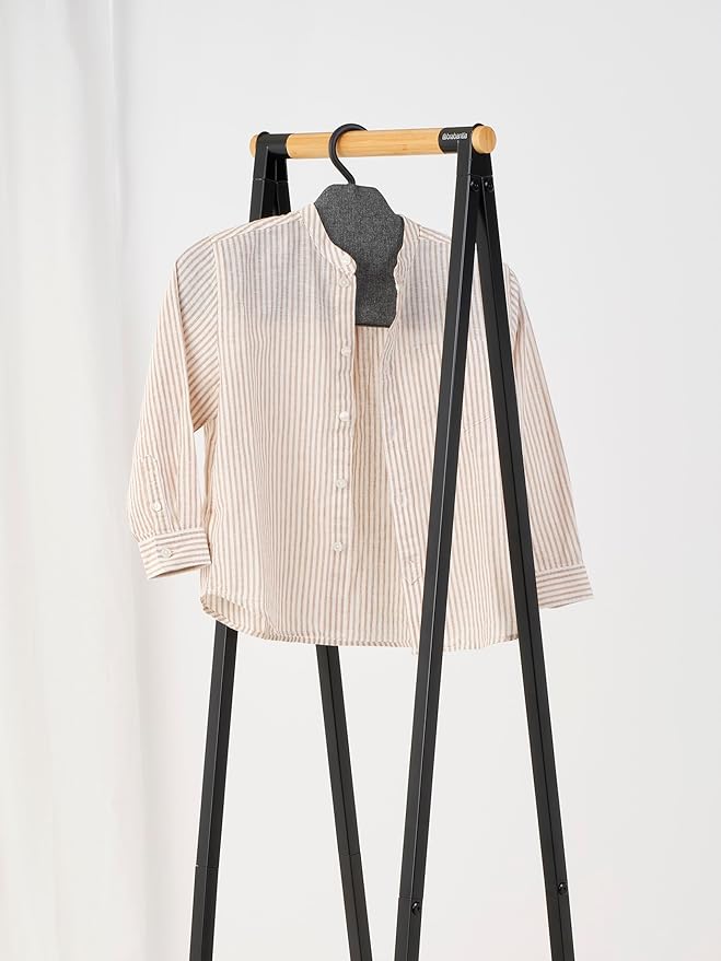 Brabantia - Steam Clothes Hanger - Solid Surface for High-Pressure Steaming on Collars and Shoulders - Quick & Easy Results - Double-Sided Use - Versatile 360° Rotating Hook - Pepper Black