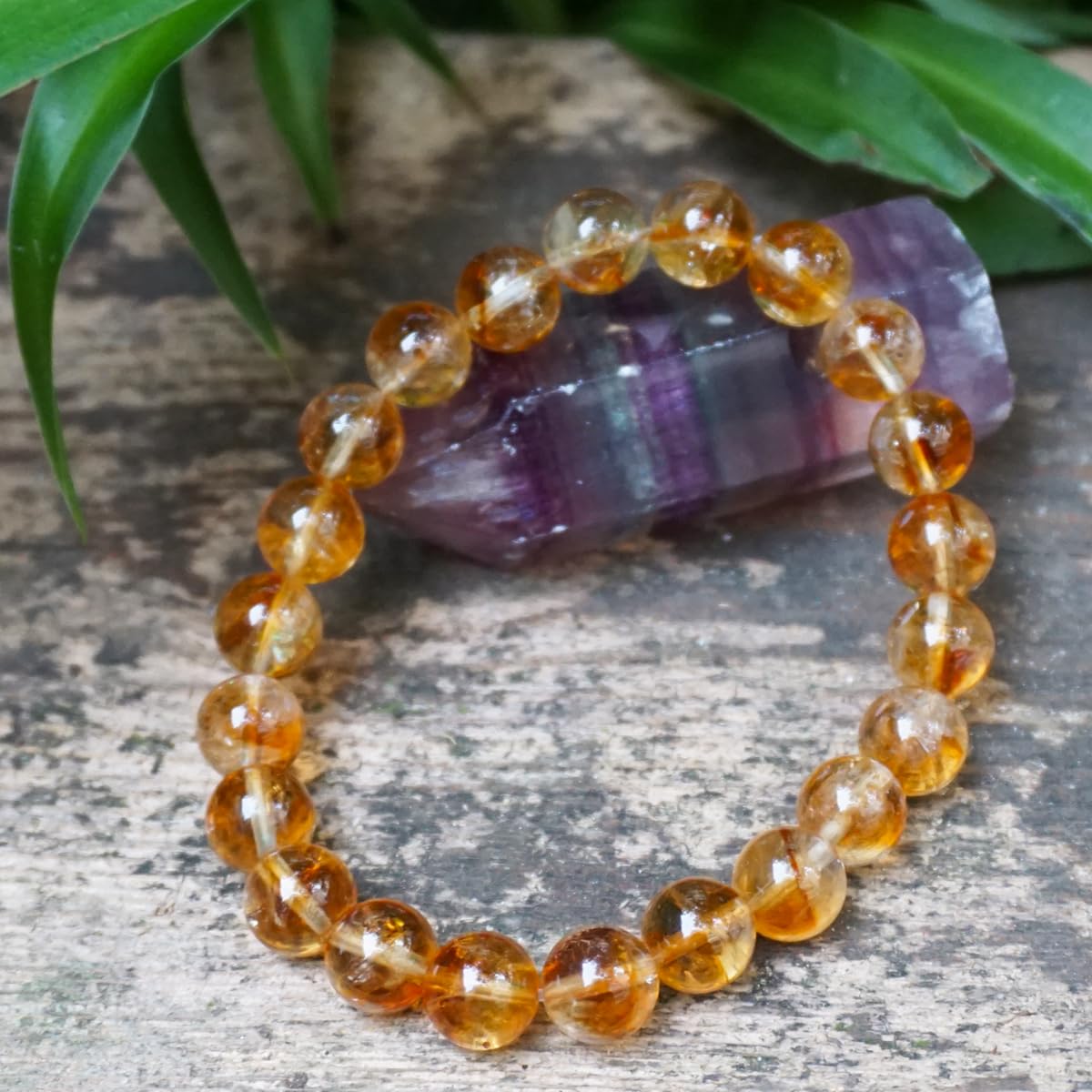 8MM Citrine Bracelet for Women Men | Natural Yellow Sacral & Solar Plexus Chakra Crystal and Gemstones | Stretch Jewelry Gift for Bringing Wealth Success Motivation | Fits for 7-7.5" Medium Wrist