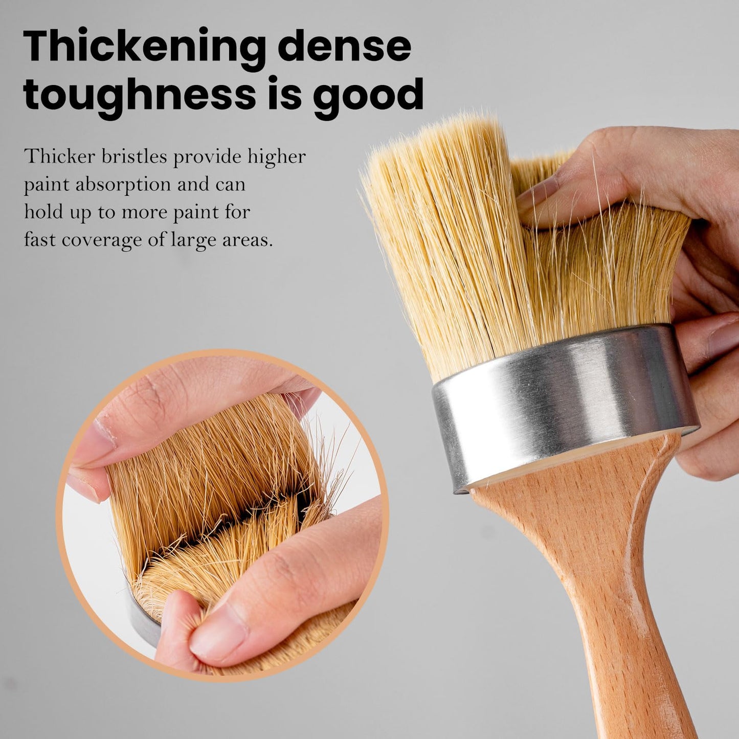 YiBaiBrush Chalk and Wax Paint Brush Furniture Set of 4, Small Round and Large Oval Brush with Natural Bristles, Perfect for Painting or Waxing Furniture, Ideal for Home Decor