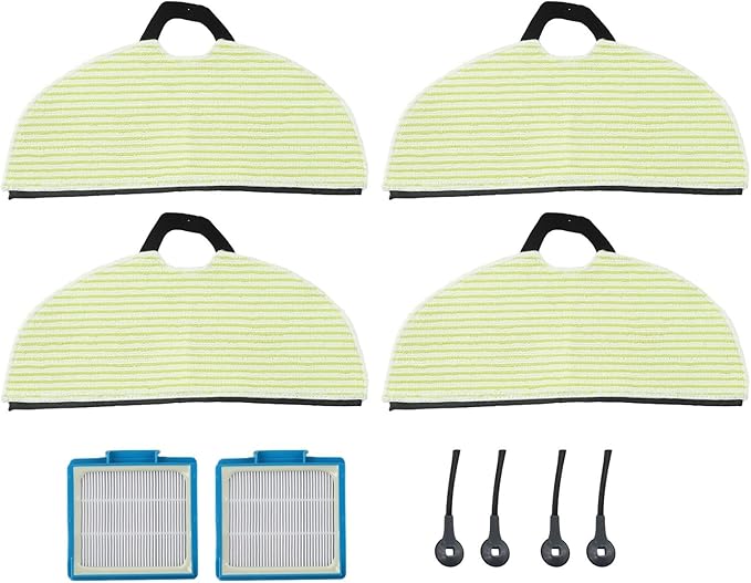 Side Brush, and Mop Pads Set, Compatible with For Shark RV2001WD, RV2002WD, AV2001WD, Robot Vacuum, Microfiber, Cleaning Pads, Reusable, for Shark Robot Vacuum Cleaner Accessories