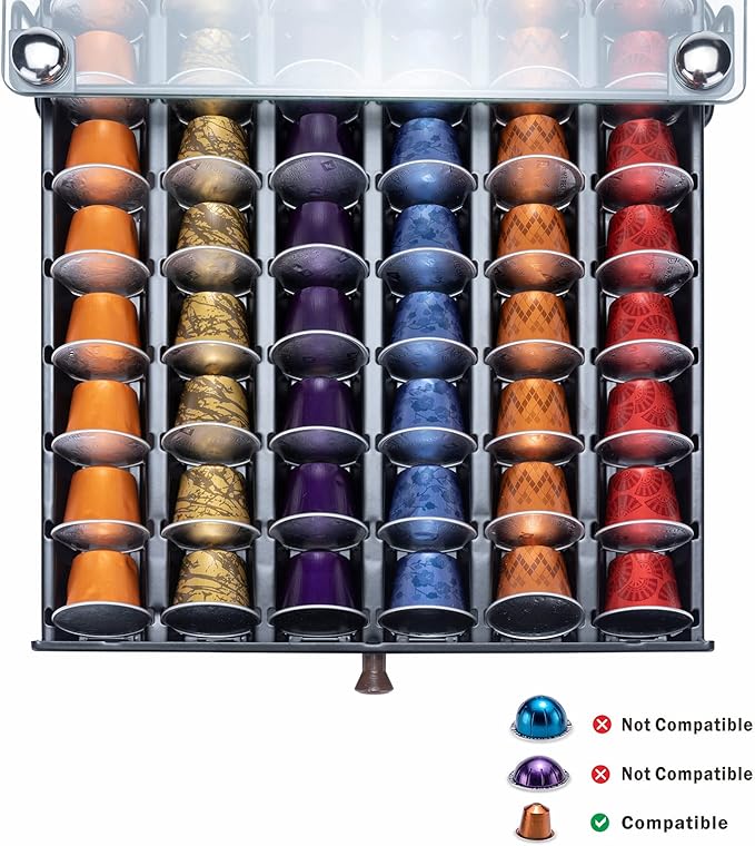Nespresso Originaline Capsule Holder Drawer for Coffee Pod Storage With Glass For Cabinet Originaline Pod Rack For Counter(Class-60 Pods)